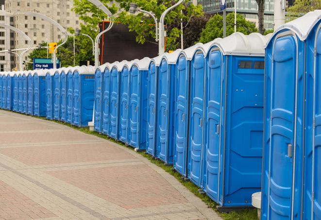 Seasonal porta potty units set up at a Hercules, California venue
